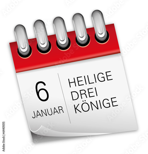 Kalender rot 6 Januar Heilige Drei Könige