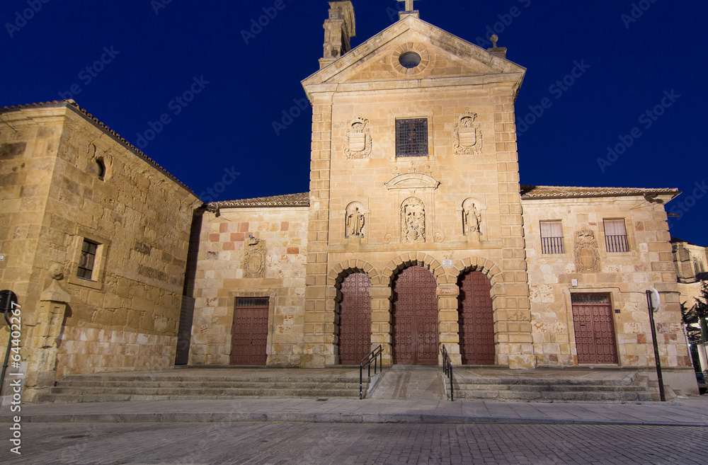 medieval buildings at night in the historic city of Salamanca, S