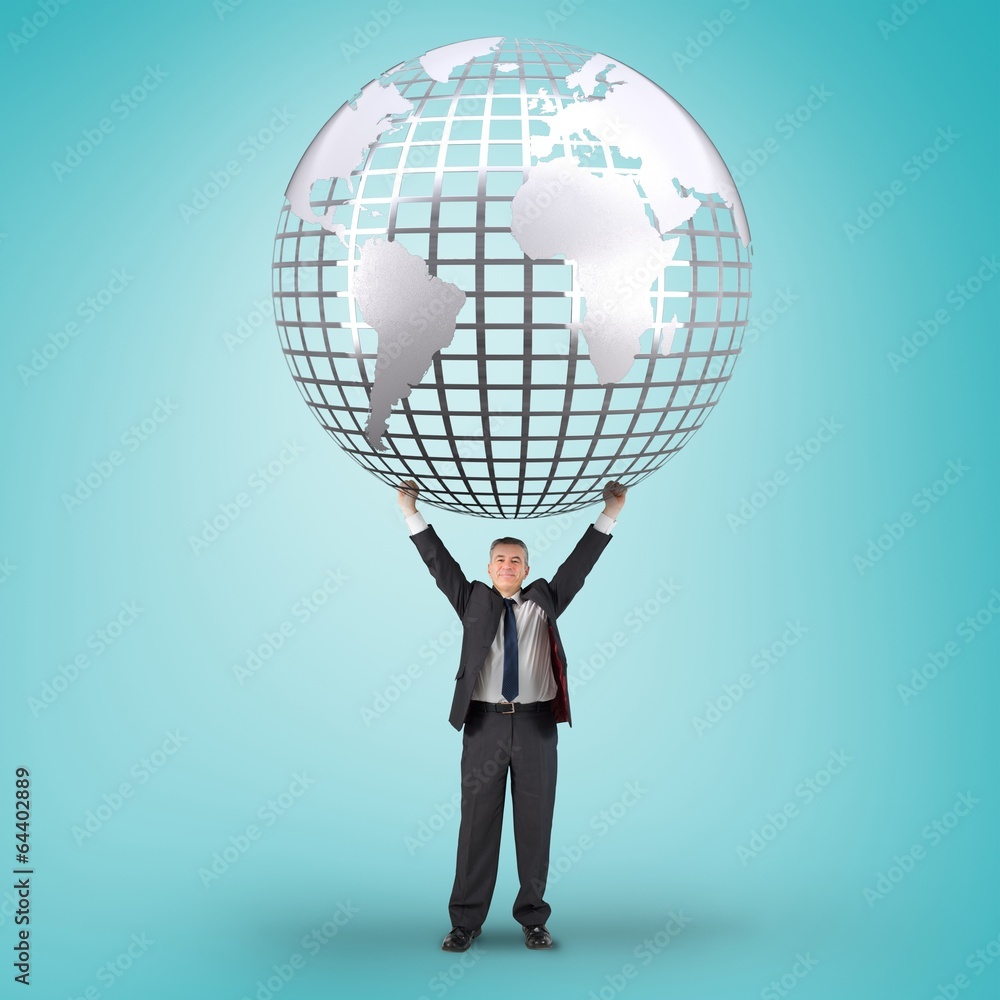 Composite image of businessman holding earth Composite image of businessman holding earth