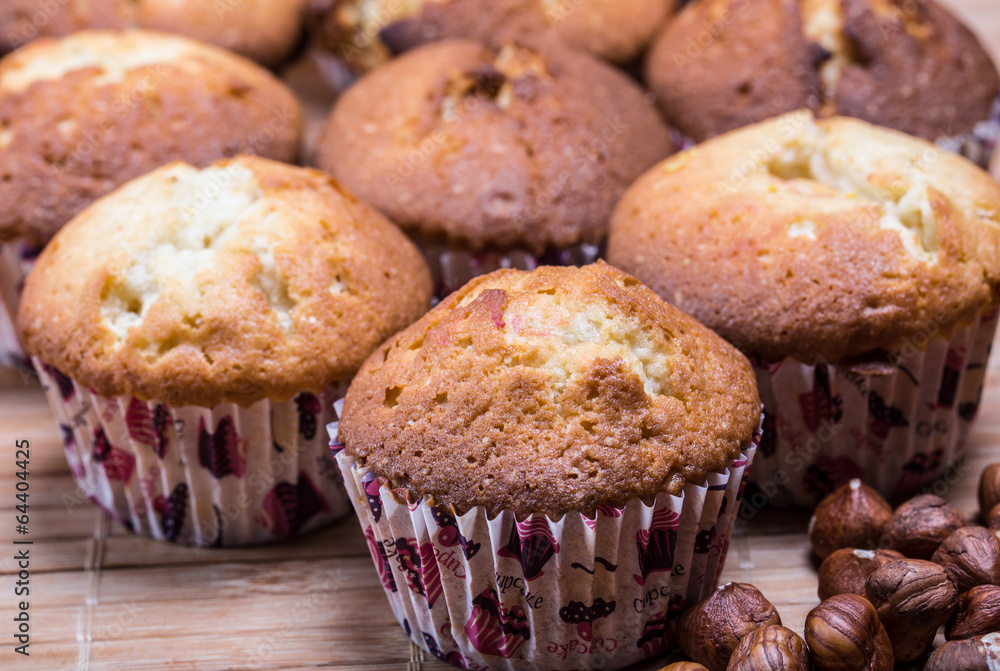 home made muffins with hazelnuts home made muffins with hazelnuts
