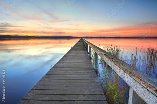 Fototapeta Naklejka Na Ścianę i Meble -  Sunset at Long Jetty Tuggerah Lake NSW Australia