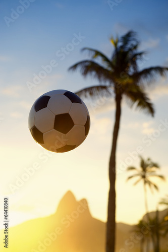 Wallpaper Mural Football Soccer Ball Sunset Rio de Janeiro Skyline