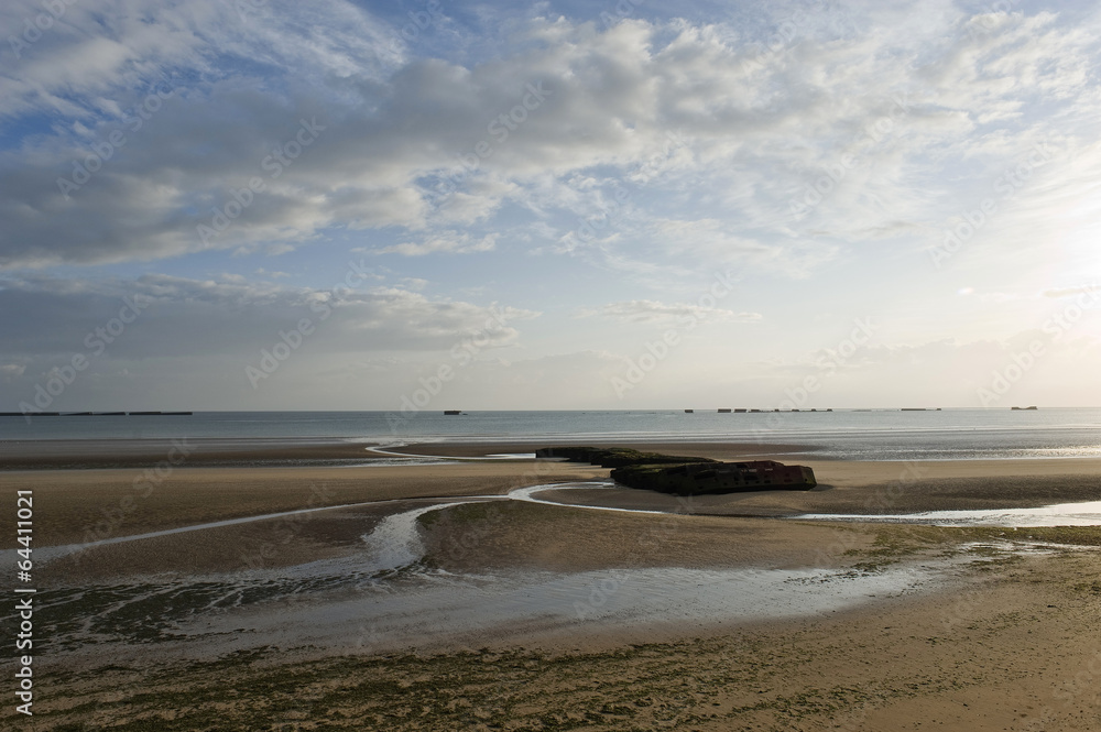 Arromanches-les-Bains, D-Day, Gold Beach, Mulberry-Hafen Arromanches-les-Bains, D-Day, Gold Beach, Mulberry-Hafen