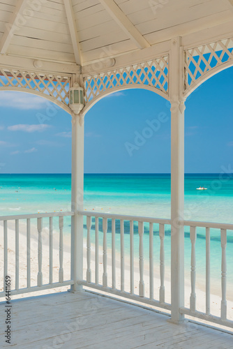 Fototapeta Naklejka Na Ścianę i Meble -  View of Varadero beach in Cuba from a romantic  terrace