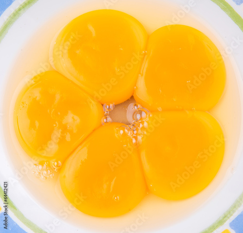 Egg yolk in a ceramic bowl