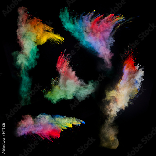 colored dust collection on black background
