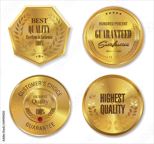 Golden metal badges