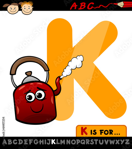 letter k for kettle cartoon illustration
