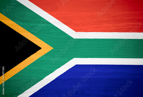 South Africa flag on wood texture