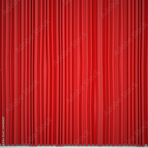 Closed red curtain lit Spotlight © cherezoff