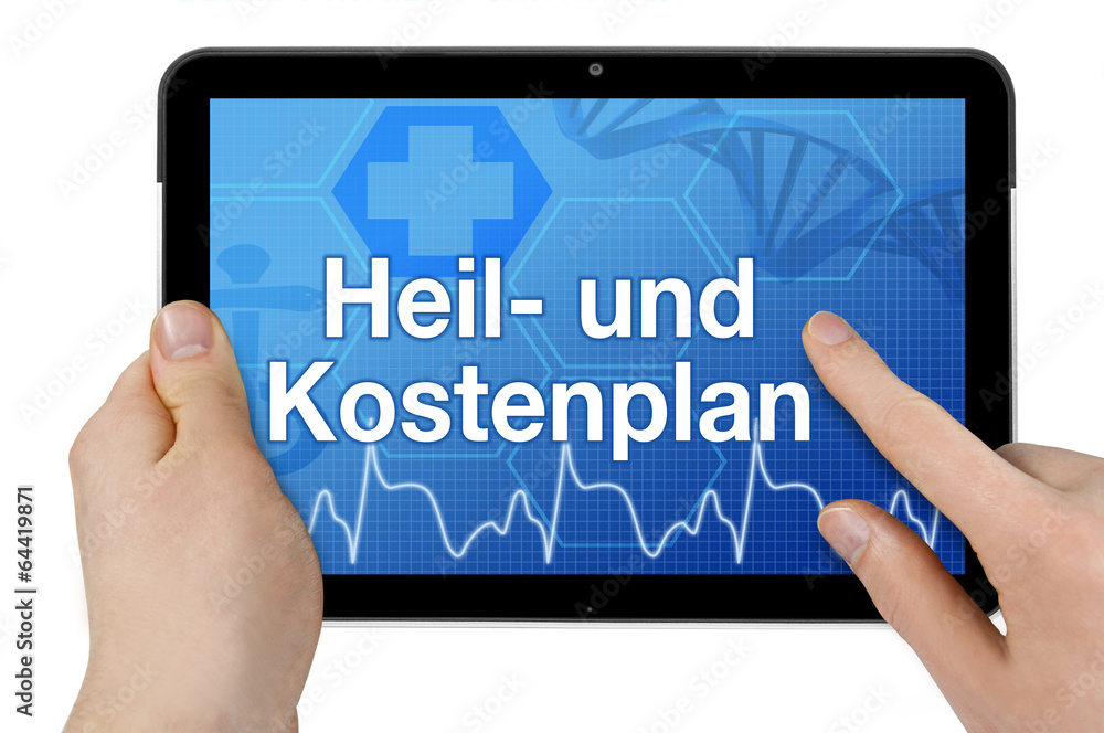 Tablet mit Interface und Heil- und Kostenplan Tablet mit Interface und Heil- und Kostenplan