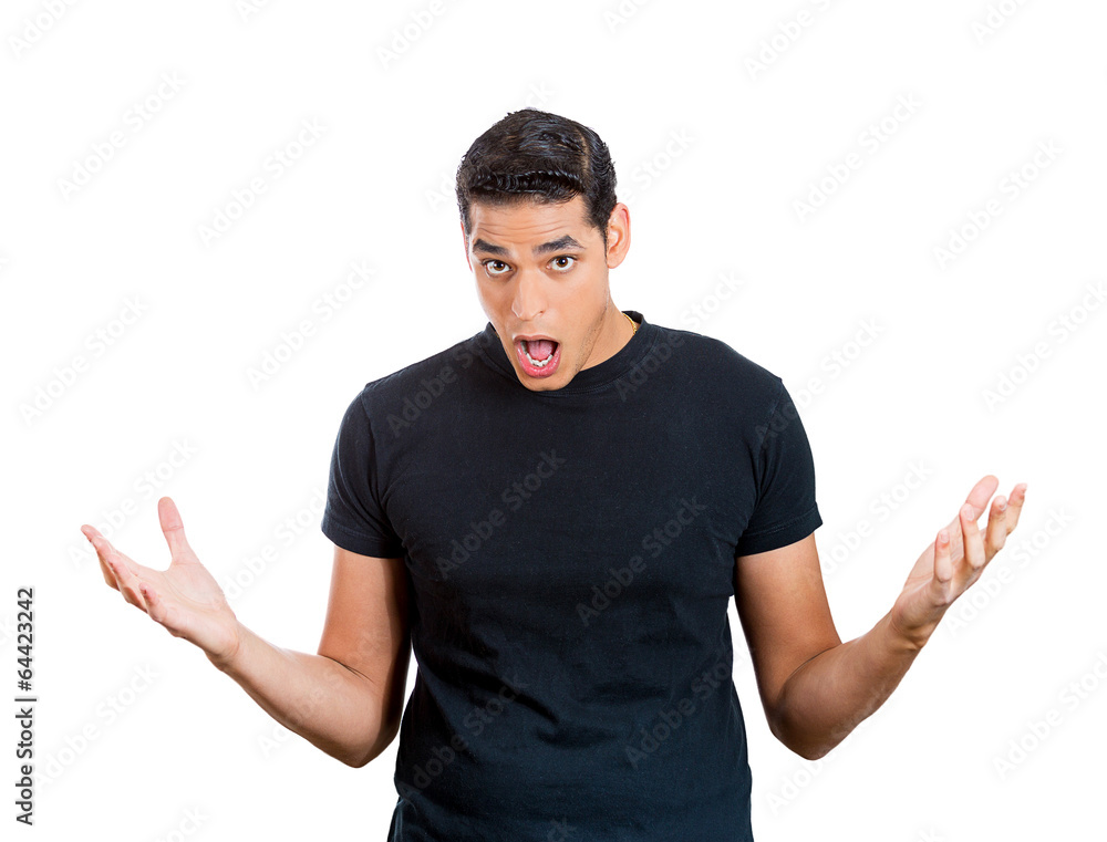 Shocked, surprised young man, isolated on white background Shocked, surprised young man, isolated on white background