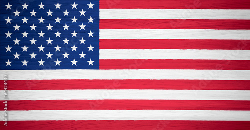 USA flag on wood texture