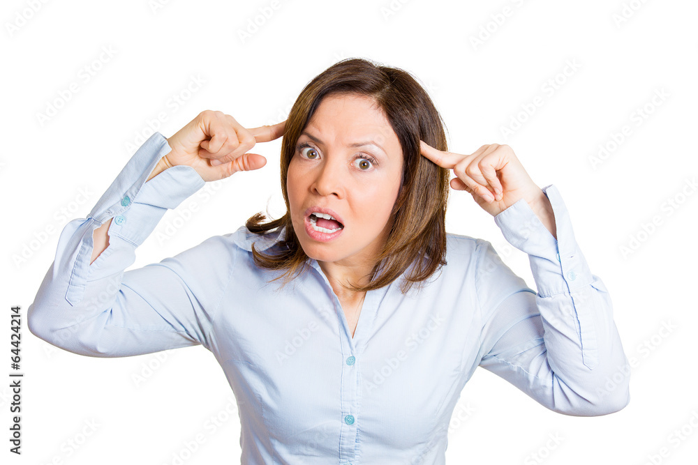 Upset offended middle aged woman asking question are you crazy? Upset offended middle aged woman asking question are you crazy?