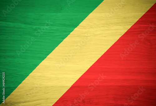 Republic of the Congo flag on wood texture