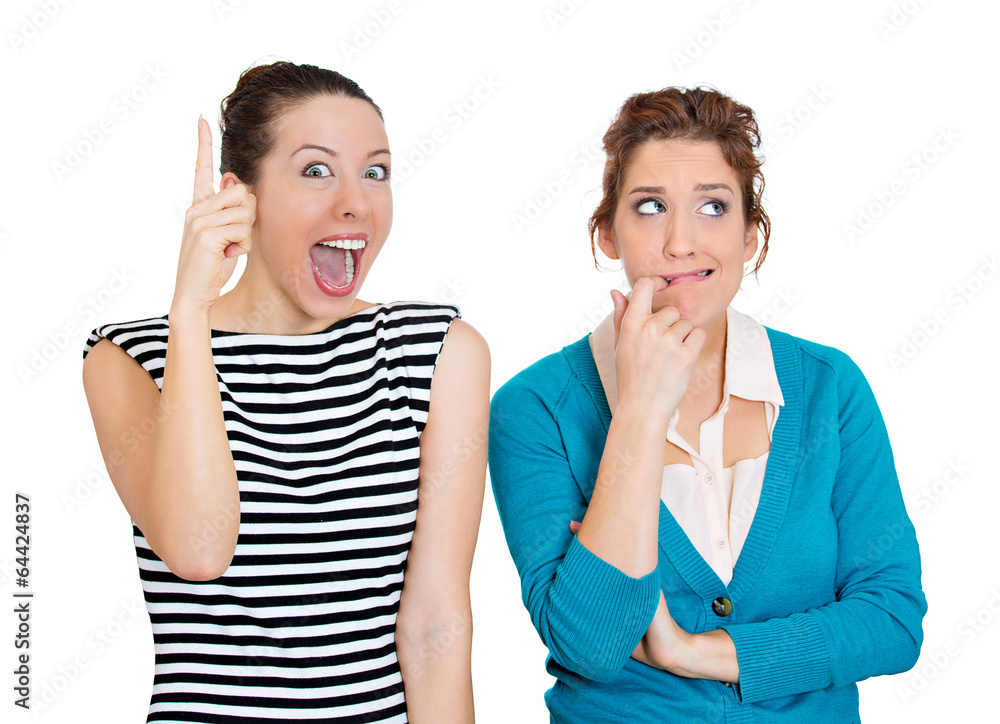 Two women, Pessimist, optimist. Bipolar disorder concept Two women, Pessimist, optimist. Bipolar disorder concept