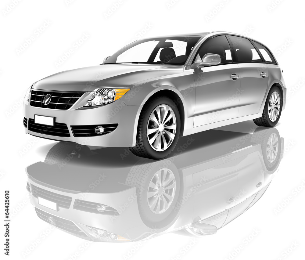 Naklejka premium 3D Silver Family Car