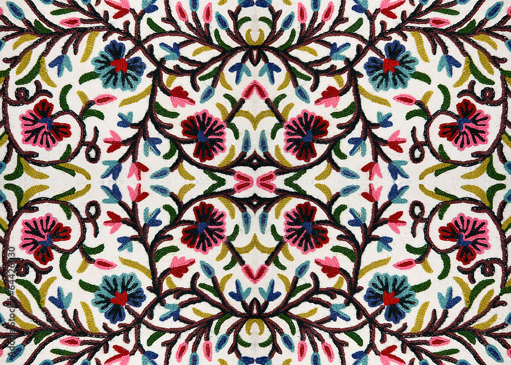 .Bright embroidered bedspread .Bright embroidered bedspread