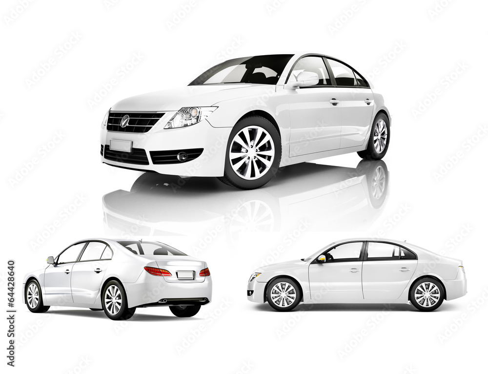Naklejka premium Three Dimensional Image of a White Car