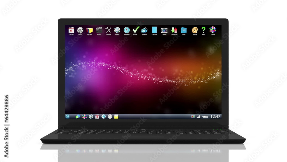 Animation of Modern Touchscreen Laptop with Rotating Display Animation of Modern Touchscreen Laptop with Rotating Display