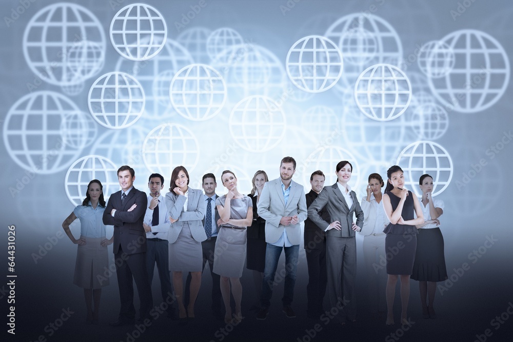Business team against sphere background Business team against sphere background