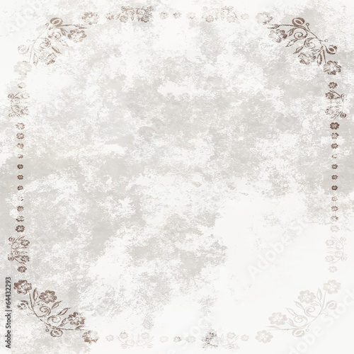 Grundge White Sheet of paper with floral frame