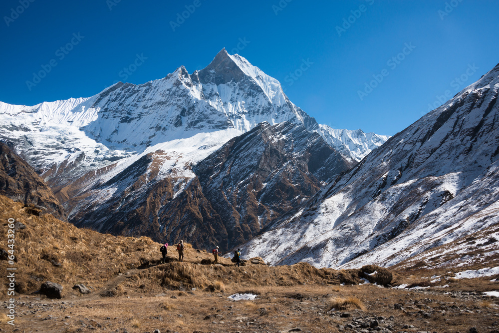 Machapuchare peak, Annapurna region trekking, Nepal Machapuchare peak, Annapurna region trekking, Nepal