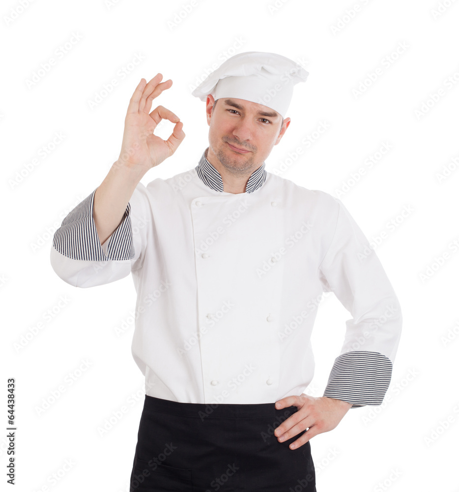 Male chef showing OK sign Male chef showing OK sign