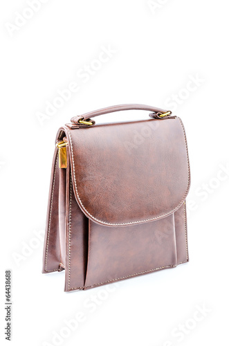 Woman leather bag isolated white background