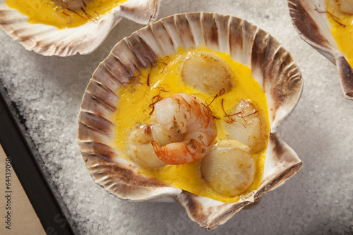 Shrimps and Scallops in Saffron sauce