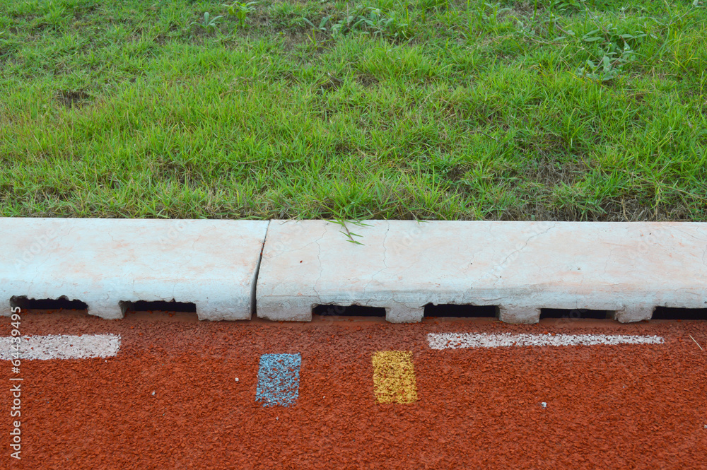 Green field and running track