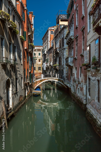 Typical Canal  Bridge and Historical Buildings in Venice  Italy