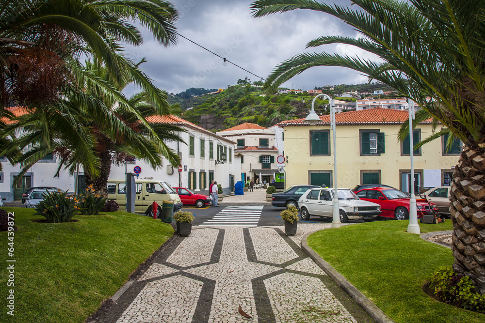 Obraz premium city Machico near airport in Madeira, Portugal