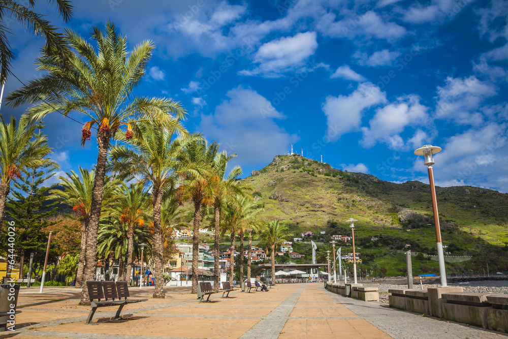 city Machico near airport in Madeira, Portugal