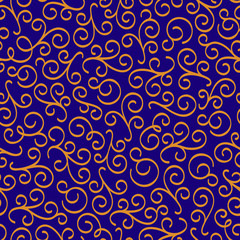 Wandcirkels Blauw goud patronen Oosters bloemenornament goud op blauw  © ola-la