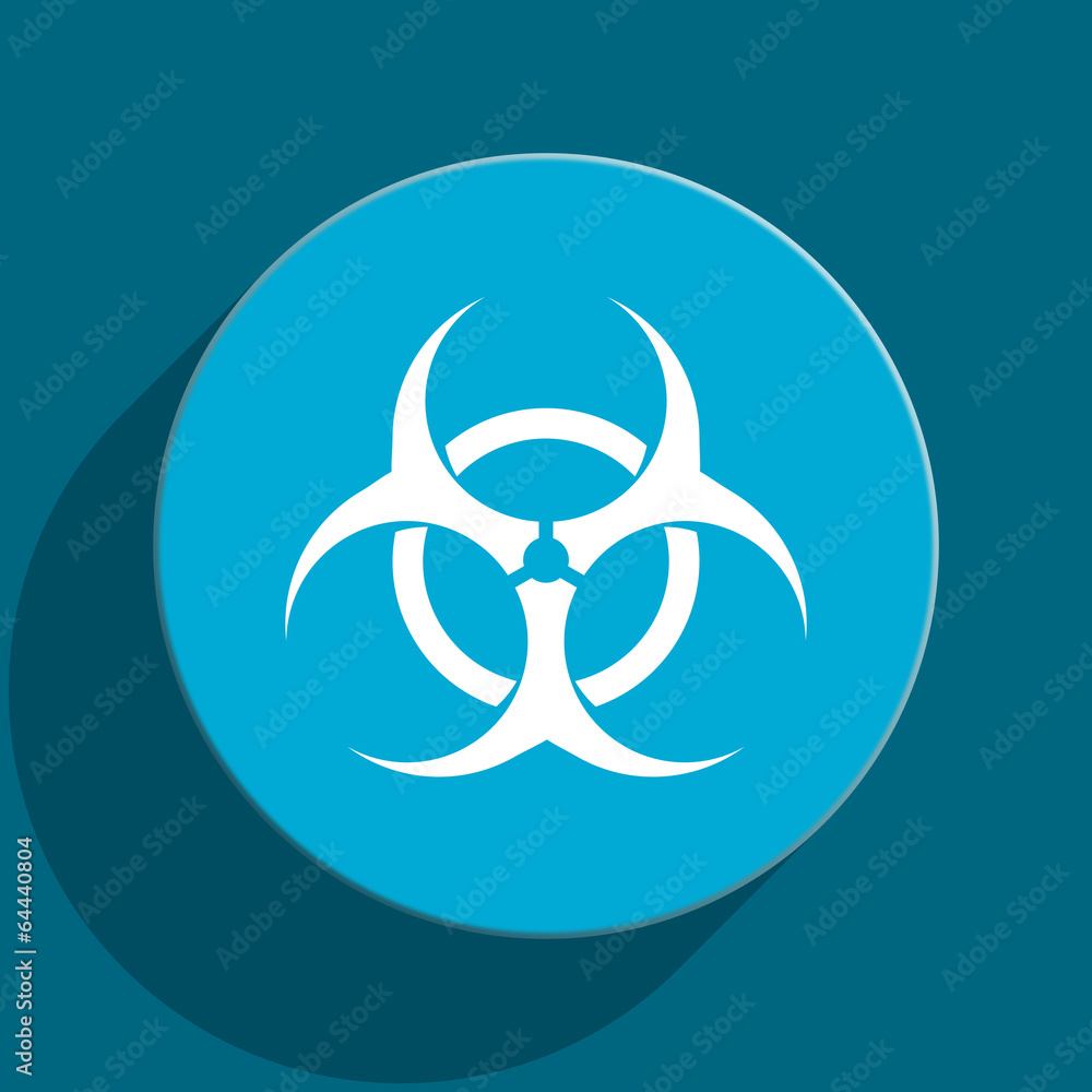 biohazard blue flat web icon