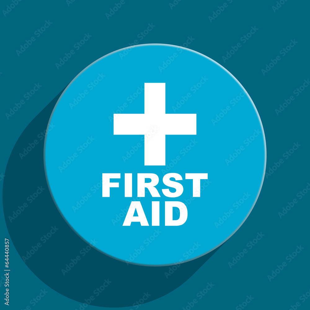 Obraz premium first aid blue flat web icon