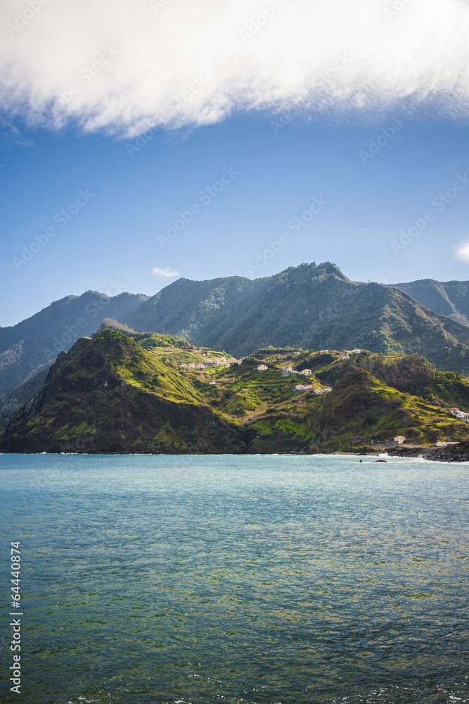 landscape with the ocean on Maderia island, from Faial village
