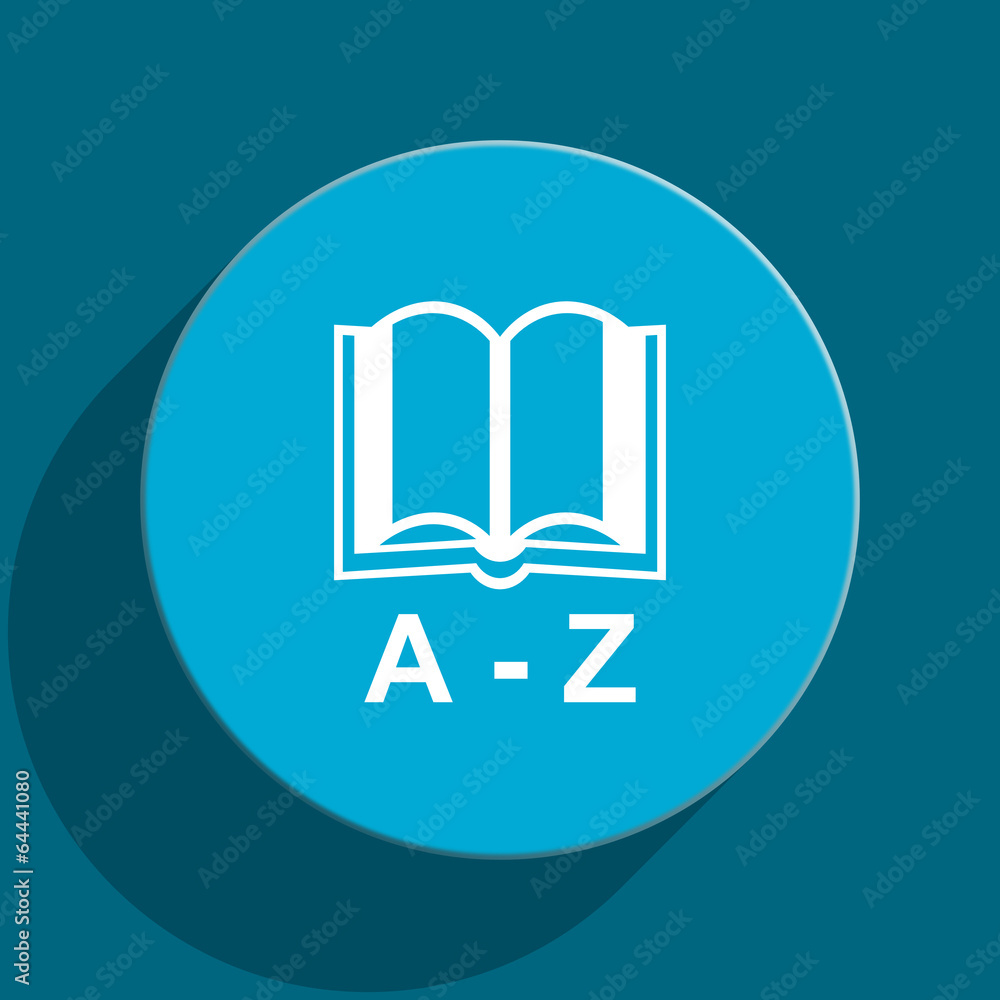dictionary blue flat web icon