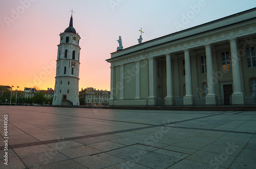 Sunset in Cathedral Square of Vilnius, Lithuania