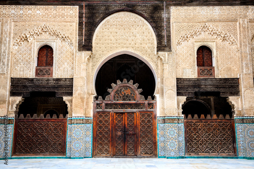 Delicate decoration at the courtyard of bou inania madrasa
