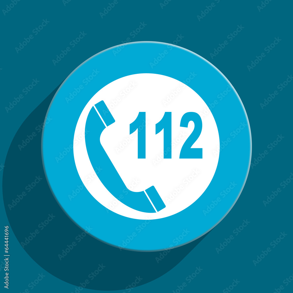 emergency call blue flat web icon emergency call blue flat web icon