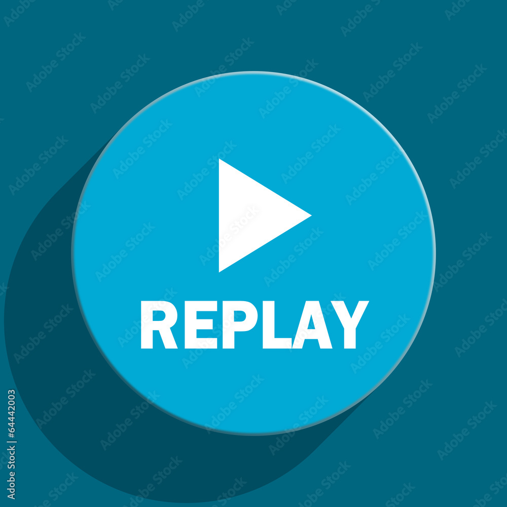 replay blue flat web icon replay blue flat web icon