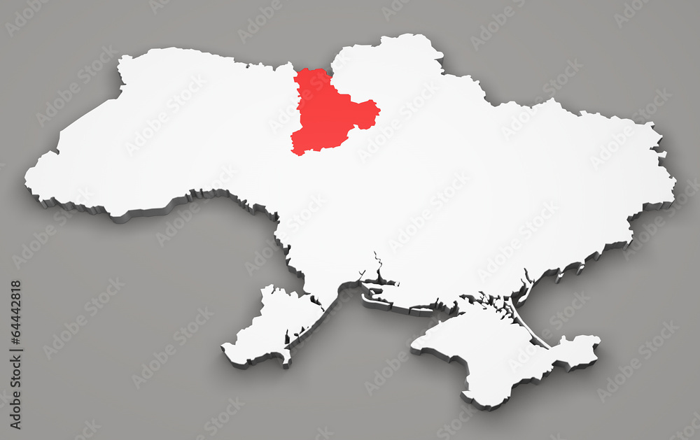 Mappa Ucraina, divisione regioni, Kiev