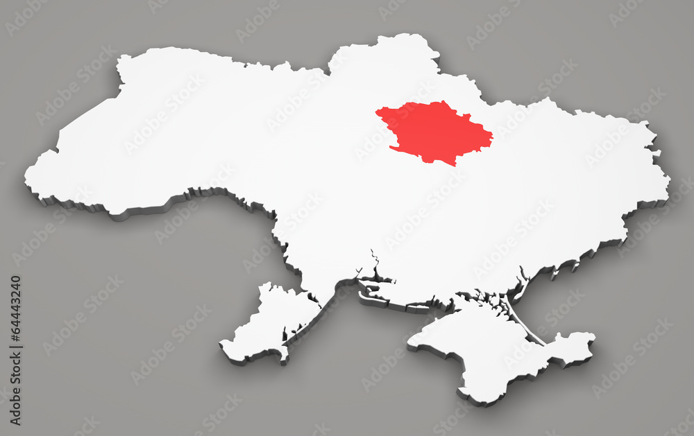 Mappa Ucraina, divisione regioni, poltava