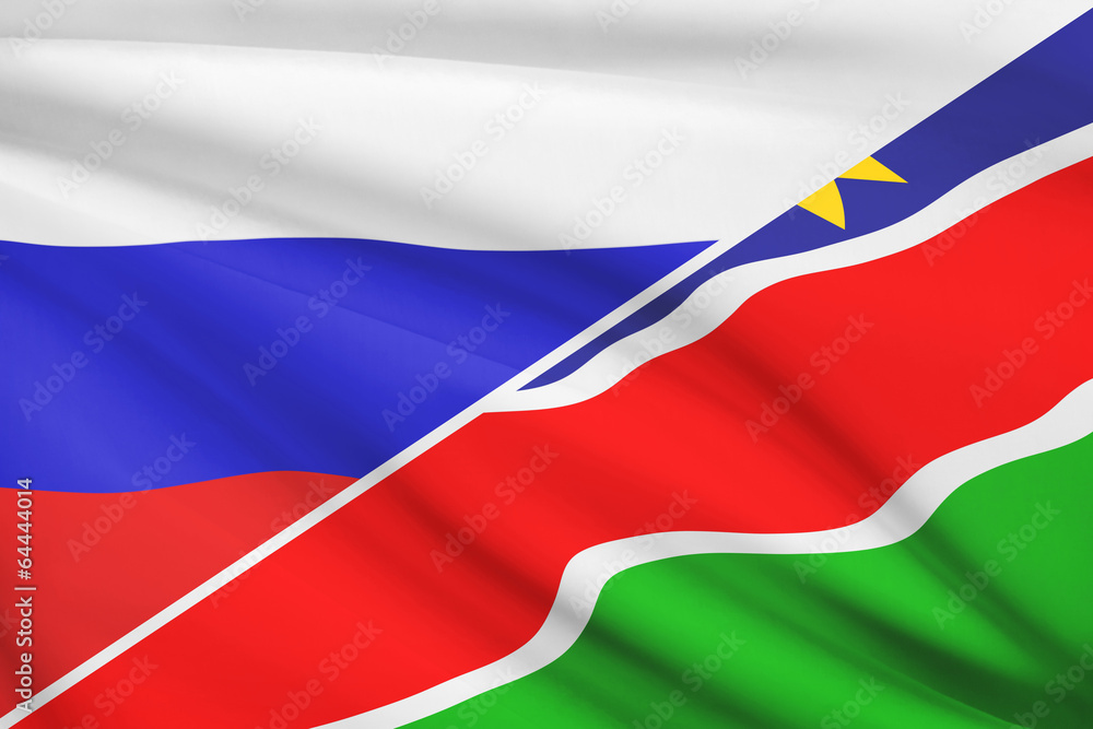 Series of ruffled flags. Russia and Republic of Namibia. Series of ruffled flags. Russia and Republic of Namibia.