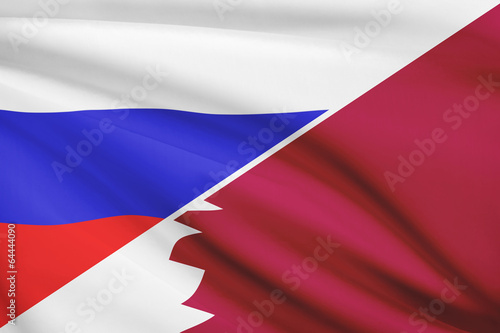 Free Download Series of ruffled flags. Russia and State of Qatar. - GFXLoad