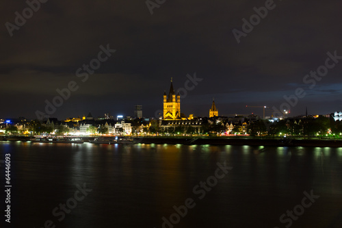 Cologne on the Rhine river at night