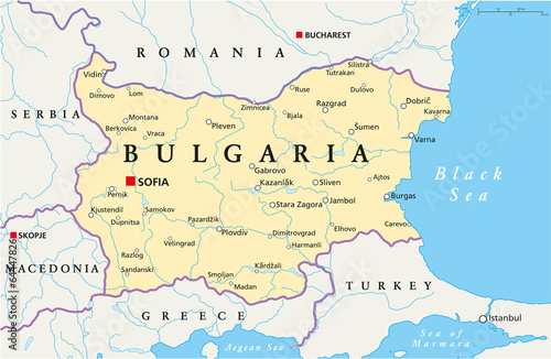 Valokuvatapetti Bulgaria Political Map