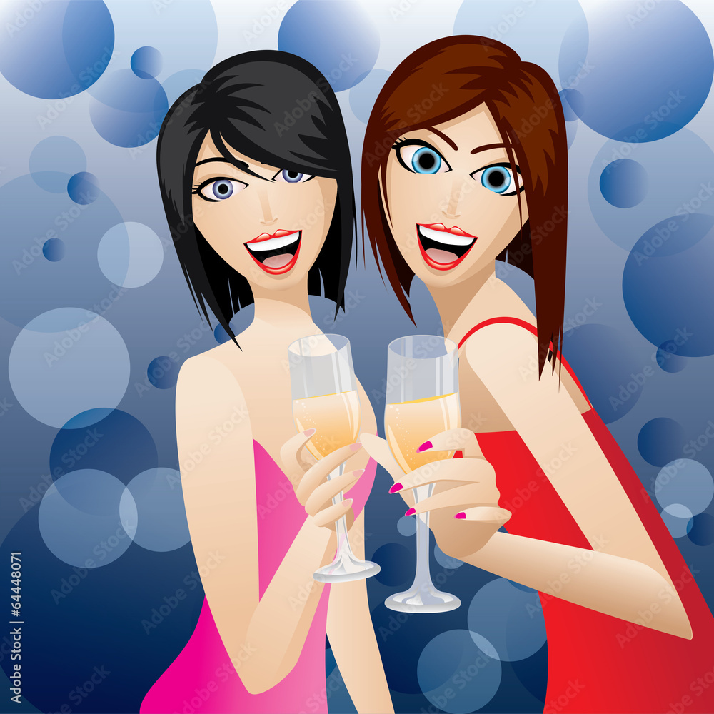 cartoon sexy women with glass of cocktail cartoon sexy women with glass of cocktail
